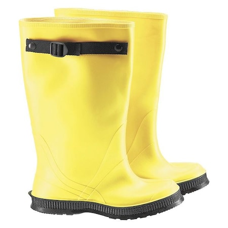 Overboots, Plain Toe, 17 in Height, Pull On Closure, Cleated Sole, Yellow, 7
