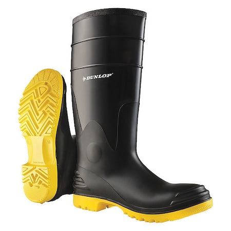 Men's Dunlop Rubber Boot, Steel Toe, 16" Height, Black, 8