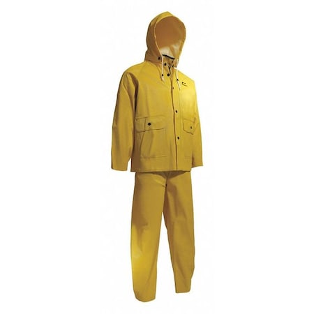 3-Piece Rainsuit, PVC, 0.65 mm Thick, Detachable, Yellow, 2XL