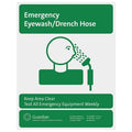Sign, Eye Wash/drench Hose, Ge, Plastic, Green, For Use With, Guardian(R) Recessed Laboratory Units