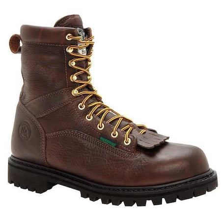 Men's Waterproof Work Boot, 10 M, Steel Toe, 8 in H, Chocolate, G8341