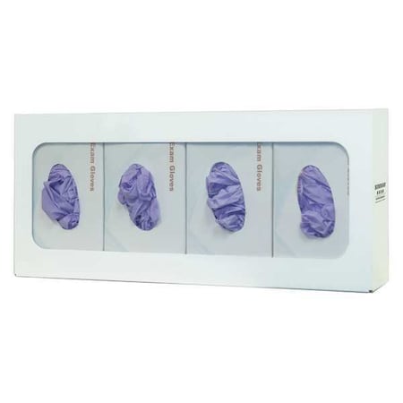 Glove Dispenser, Steel, Holds (4) Boxes ,White ,10 in H x 22-3/8 in W x 3-7/8 in D