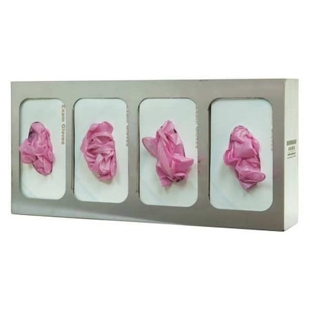 Glove Dispenser, Stainless Steel, Holds (4) Boxes ,Silver ,10 in H x 21-1/8 in W x 4 in D