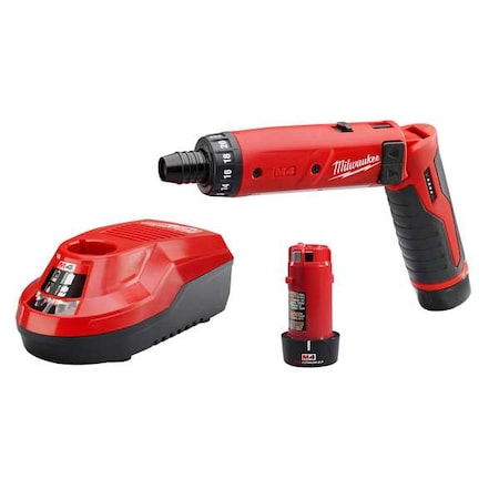 M4 1/4" Hex Screwdriver Kit, Includes: Cordless Screwdriver, 2 Batteries, Charger