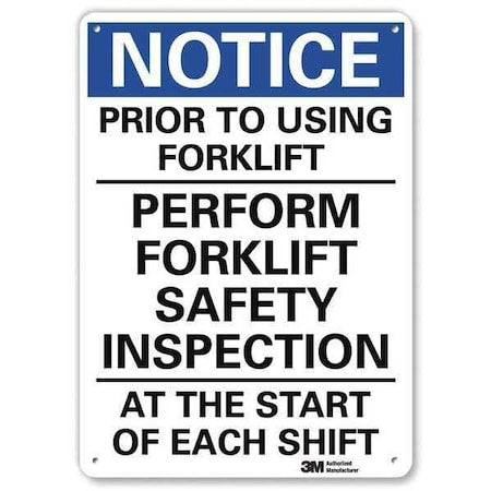 Prior to Using Forklift Perform Forklift Safety Inspection., 10 in x 7 in, Aluminum, U5-1467-NA_7x10