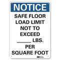 Safe Floor Load Limit Not to Exceed _ Lbs. Per Sq. Ft., 10 in x 7 in, Aluminum, U5-1490-RA_7X10