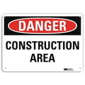 Danger Sign, 10 in Height, 14 in Width, Aluminum, Vertical Rectangle, English