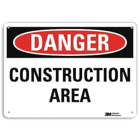 Danger Sign, 10 in Height, 14 in Width, Aluminum, Vertical Rectangle, English