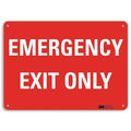 Exit Sign, Recycled Aluminum, 14" W, 10" H, Emergency Exit Only, Red