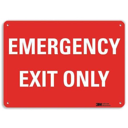 Exit Sign, Recycled Aluminum, 14" W, 10" H, Emergency Exit Only, Red