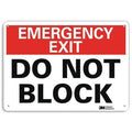 No Header, Emergency Exit Do Not Block, 14" W x 10" H, Rectangle, Recycled Aluminum