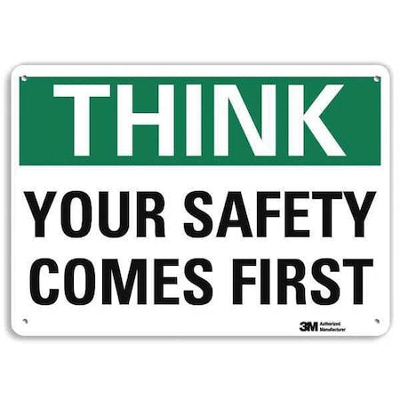 Safety Sign, 7 in H, 10 in W, Plastic, Vertical Rectangle, English, U7-1352-NP_10X7