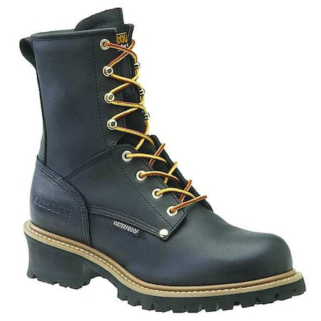 Men's Logger Boot, 8 D, Steel Toe, 8 in H, Black, CA9823