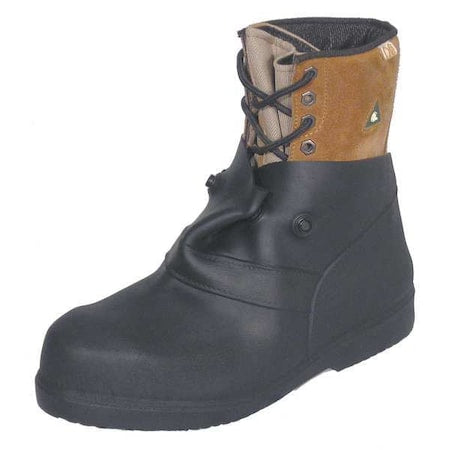 Overshoes, Plain Toe, 6 in Height, Snap Tab Closure, Block-Tread Sole, Black, L/XL