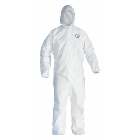 Hooded Disposable Coveralls, 2XL, White, zipper