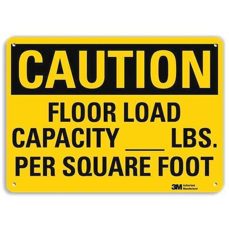 Caution, Floor Load Capacity _ Lbs. Per Square Foot, 10 in x 14 in,  Plastic, U4-1314-NP_14X10