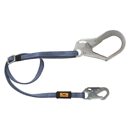 Condor Positioning Lanyard, 6 ft. Length, Snap Hook, Steel, 1 Leg(s), 425 lb. Weight Capacity