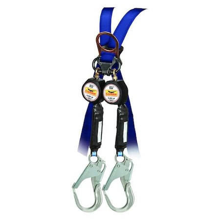 MightyLite Self-Retracting Lifeline, 6 ft. Length, Carabiner, Steel, 2 Leg(s)