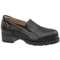 Women's Loafer Shoe, Steel Toe, Leather Upper, Rubber Outsole, Slip On, Black, 10 D