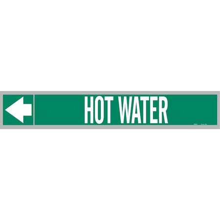 Pipe Marker,Hot Water,Wht Leg.,1inHx8inW