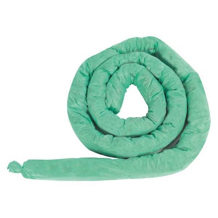 Absorbent Sock, Universal, Green, 10 gal Absorbency per Pkg, PK2