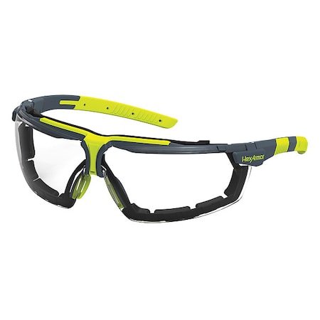 Safety Glasses, Anti-Fog & Anti-Scratch, Clear Lens, Charcoal Frame, Half-Frame