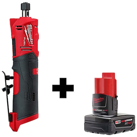 M12 FUEL 1/4" Straight Die Grinder + M12 XC 4.0 Battery Pack