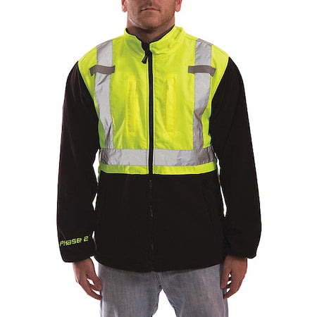 High Visibility Fleece Liner/Jacket, Polyester, Class 2 R, Green/Yellow, 2XL