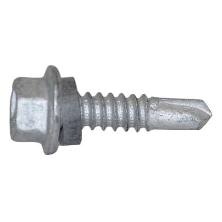 Self-Drilling Screw, 1/4" x 1 in, Climaseal Steel Flange Hex Head External Hex Drive, 250 PK