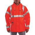 Arc Flash Flame Resistant Rain Jacket, PVC, Class 3 Orange, L