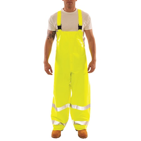 Arc Flash Hi-Visibility Bib Overall, PVC, 31 in Inseam, 44 in to 46 in Waist, 26 mil Thickness, XL