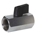 1/4" FNPT Nickel Brass Mini Ball Valve Inline