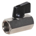 1/2" FNPT Nickel Brass Mini Ball Valve Inline