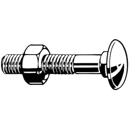 Carriage Bolt, Square Neck, M12x1.75, 50 mm L, Steel, Class 4.6, Zinc Plated, 50 PK