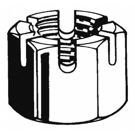 7/8"-9 Grade 8 Plain Finish Carbon Steel Round Slotted Castle Nut, 5 pk.