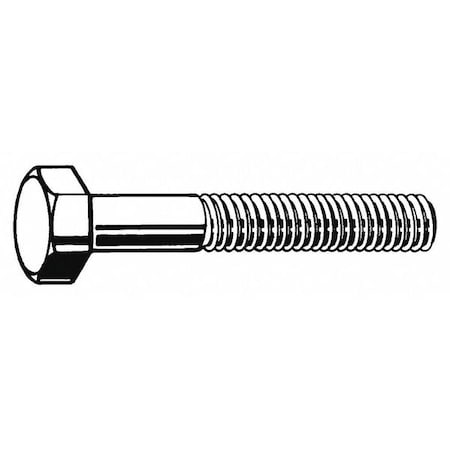 Grade 5, 1"-8 Hex Head Cap Screw, Zinc Plated Steel, 2-1/4 in L, 5 PK