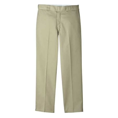 Men's Flex Work Pants, S/M, Tan, 65% Polyester/35% Cotton