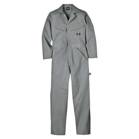 4877 Long Sleeve Coveralls, Cotton, 8.75 oz Fabric Weight, 31 in Inseam, Gray, 3XL