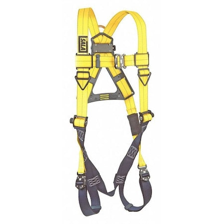 Delta Full Body Harness, Vest, 420 lb Wt Capacity, Quick-Connect Chest, Steel Hardware, Yellow, XL