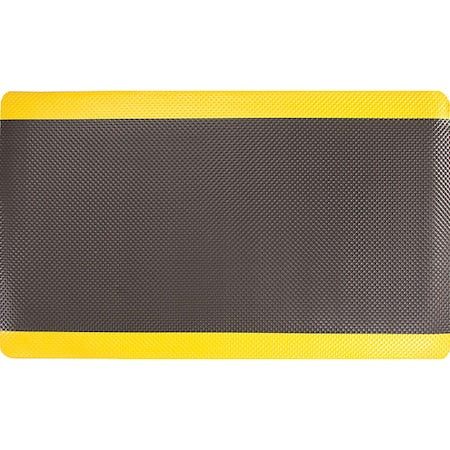 Antifatigue Mat, 2 ft L x 3 ft W, 11/16 in Thickness, Rubberized, Black/Yellow