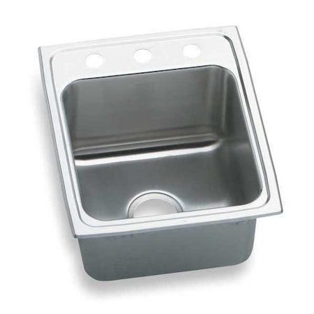 Drop-In Sink, Drop-In Mount, 3 Hole, 13-1/2" x 16", Lustrous Highlighted Satin