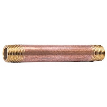 2" MNPT x 4" TBE Red Brass Pipe Nipple Sch 40