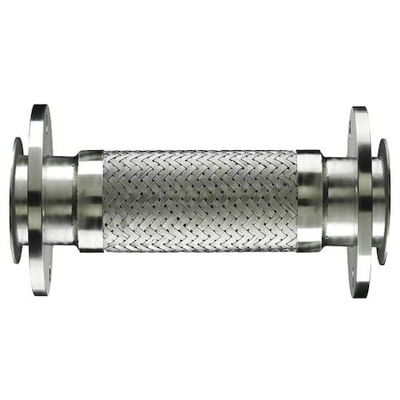 316 SS Flexible Metal Hose with Carbon Steel Fittings, 2 in Dia x 12 in L