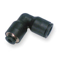 Push-Fit Elbow Fitting, 1/8 in x 1/4 in Tube Size, Fiberglass-Reinforced Nylon, Black, 10 PK