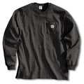 Men's Long Sleeve Pocket T-Shirt, Cotton, Pullover, 1 Pocket(s), Black, L