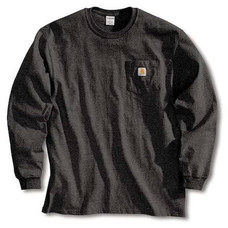 Men's Long Sleeve Pocket T-Shirt, Cotton, Pullover, 1 Pocket(s), Black, L