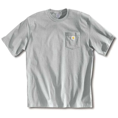 Men's T-Shirt, 100% Cotton, Pullover, 1 Pocket(s), Gray, 2XL