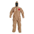 Standard Fit Hood. Elastic Wrists and Ankles. Storm Flap with Adhesive Closure. Tan. SM