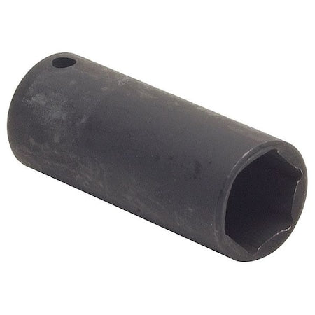 WESTWARD 1/2 in Drive Impact Socket Deep Socket, Black Oxide, Steel,15 mm