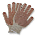Knit Gloves, Cotton/Polyester, Dotted Full, Knit, Beige/Red, XL, 1 PR